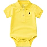 SUYEORLI Baby Boys Girls Polo Bodysuit Cotton Short Sleeve Embroidery Bear Romper Jumpsuit 0-24 Months