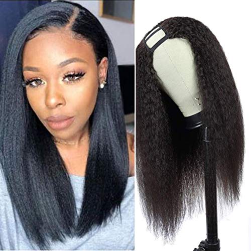 Kinky-Straight-Hair-U-Part-Human-Wig-for-Black-Women-Middle-Part-Clip-In-Hair-Extensions-Half-Wigs-Brazilian-Virgin-Hair-Straight-Wigs-Pre-Plucked-with-Baby-Hair-150-Density-12