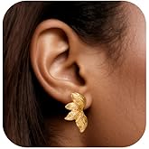 Gold Flower Earrings For Women:Statement Petal Dangle Earrings Trendy Jewelry Gift Large Stud Earrings Hypoallergenic Earrings