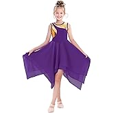yrsZX Girl's Praise Dance Overlays Dress Tunic Irregular Flowy Skirt Worship Liturgical Lyrical Dance Costume