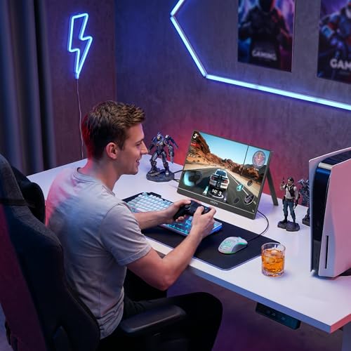 ARZOPA Monitor portátil para Juegos de 16,1'' 144Hz, Monitor portátil con Soporte FHD y 106% sRGB 1080P con HDR Segunda Pantalla Externa para portátil, PC, PS5, Mac, Xbox, Switch - Z1FC