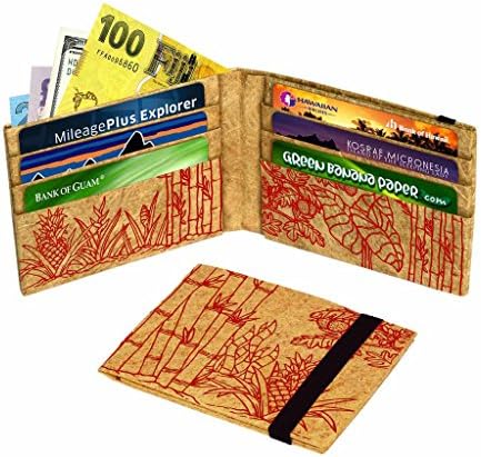 Green Banana Men's Eco-Leather Wallet RFID Blocking Bifold (Flora Red)