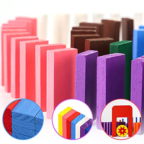 MCPINKY Super Domino Blocks, 720PCS+ Domino Starter Kit Bulk Dominoes Wooden Domino Blocks Colored Dominoes Building Block Tile Game Racing Educational Toy