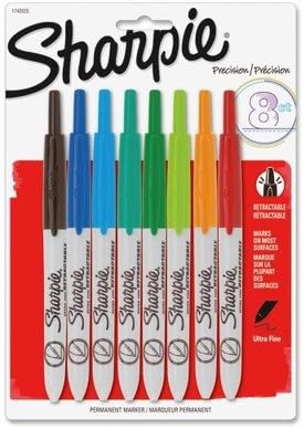 (3 Pack Value Bundle) SAN1742025 Retractable Ultra Fine Tip Permanent Marker, Assorted Colors, 8/Set