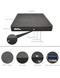 Gincleey - Unidad externa de CD y DVD (USB 3.0, CD DVD + -RW, grabadora de DVD CD ROM, compatible con ordenadores portátiles, ordenadores de sobremesa, Windows, Linux, OS, Apple Mac)