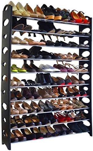 OxGord Shoe Rack for 50 Pair Wall Bench Shelf Closet Organizer Storage Box Stand