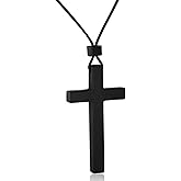 Natural Wooden Cross Pendant Necklaces for Women Men Sandalwood Handcrafted Gift Wood Hang from Car Rearview Mirror Pendant Vehicle Decoration
