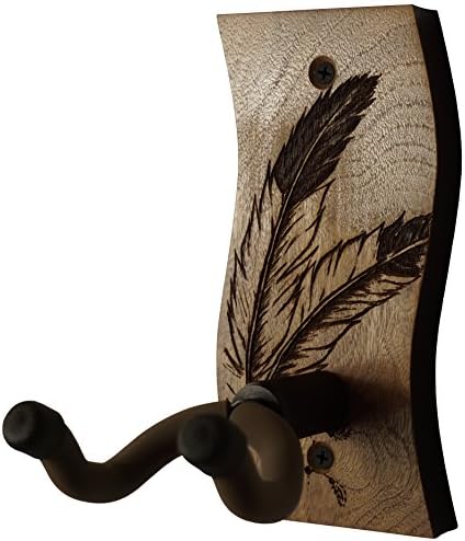 Guitar Hanger - Laser Cut & Engraved Guitar Hanger - Great for All Guitars! Solid Maple or Walnut Wood and a Beautiful Engraved Design. Made in USA! (SW - Wisdom - Walnut)