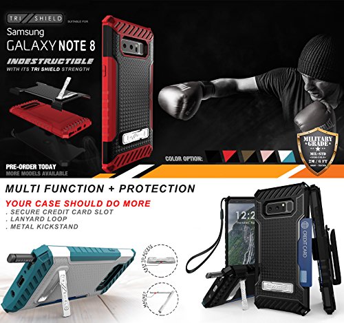 Galaxy Note 8 Case, Trishield Durable Rugged Heavy Duty Phone Cover With Detachable Lanyard Loop Belt Clip Holster And Built in kickstand Card Slot For Note 8 - Parasailing