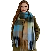 TYHOTULY Chunky Scarf for Women Winter Plaid Thick Warm Long Shawl Wraps Cold Weather Big Christmas Fashion Blanket Scarves