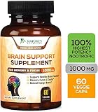 Brain Supplement, Highest Potency Nootropic Booster 1000mg - Memory Pills for Better Focus & Clarity, Made in USA, Best Natural Mental Performance & Concentration Support - 60 Capsules