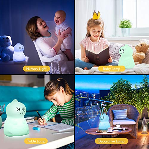 Dinosaur Toys Night Light for Kids, VSATEN Color Changing Touch Silicone Baby Nightlight with Remote, Portable Rechargeable LED Bedside Nursery Lamp for Toddler\'s Room, Birthday Gifts for Boys Girls