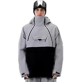 HIGH EXPERIENCE Mens Ski Jacket 3L Snowboard Anorak Coat Baggy Snow Pullover Hooded Waterproof Windproof Insulated Winter