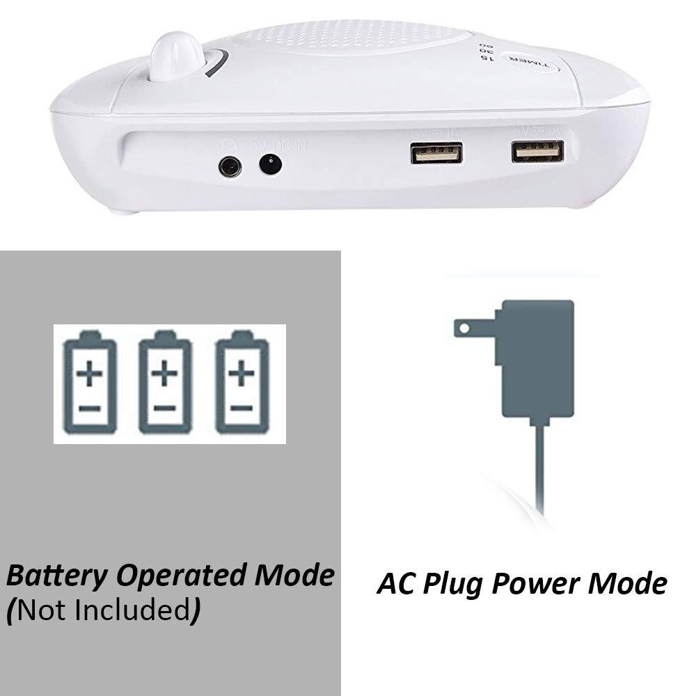 White Noise Sound Machine, Sleep Relax Sound Machine with 8 Soothing Nature Sounds,Ocean,Wave,Rain,Forest Sound,3 Auto-Off Timer Option,Battery or Adapter Operated-White