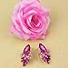 Bestpriceam Fashion Women Lady Rhinestone Crystal Drop Alloy Ear Studs Earrings (Hot Pink)
