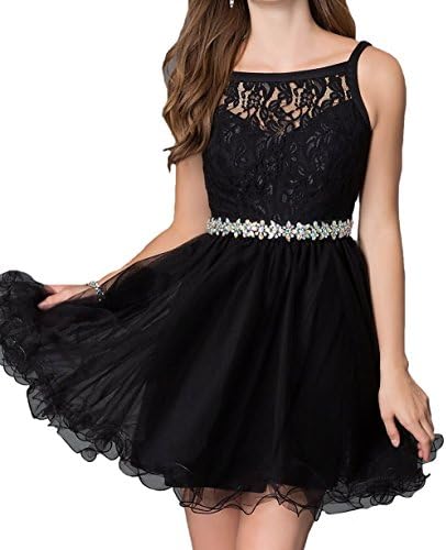 Yoghourt Girl Black Party Prom Dresses A-line Sleeveless Knee Length Cocktail Dresses Skirt 0 US Black