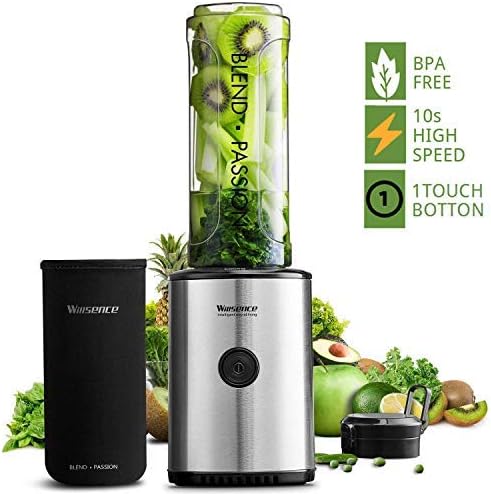 Smoothie Maker Blender, 300W Personal Portable Blender with 4 Blades Stainless Steel Tritan Cups 570ml, Protective Sleeve and Copper Motor, Intelligent Protection System, BPA Free, 23000 RPM