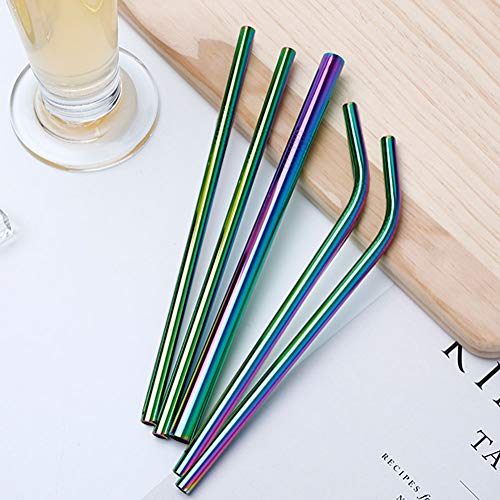 YXHZVON Set mit 8 Bunten Metallstrohhalmen, Wiederverwendbarem Edelstahl-Trinkhalm für Smoothie-Boba-Tee-Milchshake (3… – Bild 6