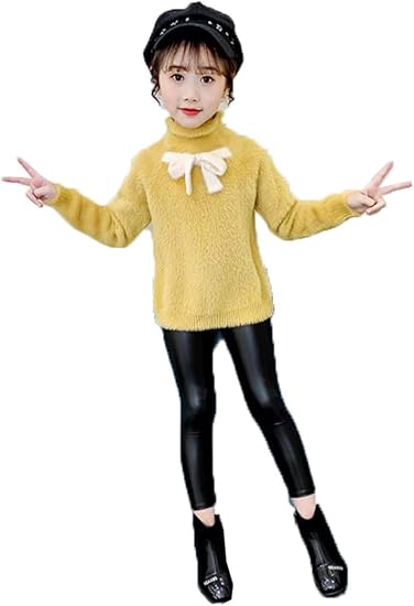 Amazon ベィジャン 子供セーター タートルネック 女の子 キッズセーター 長袖 ニット セーター トップス プルオーバー リボン 可愛い 無地 子供服 ガールズ キッズ服 秋冬 人気 おしゃれ 柔らかい セーター 通販