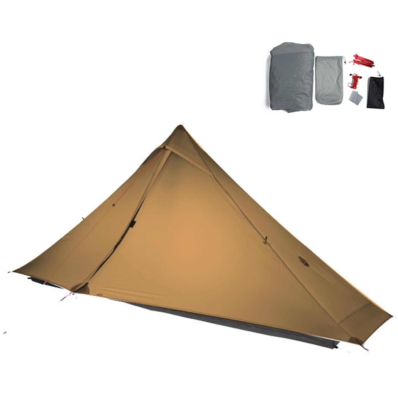 Telomat 3FULGEAR Lanshan1 Pro Outdoor Ultralight Camping Tent for 1 Person 3/4 Season Professional 20D Nylon Double Sided Silicone Tent, Camping, Trekking, Kayaking, Climbing, Hiking (Khaki 4 season)