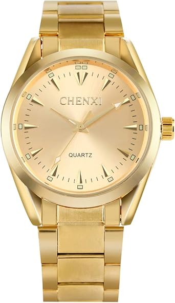 CHENXI lujoso reloj de cuarzo dorado para marido, correa de ...