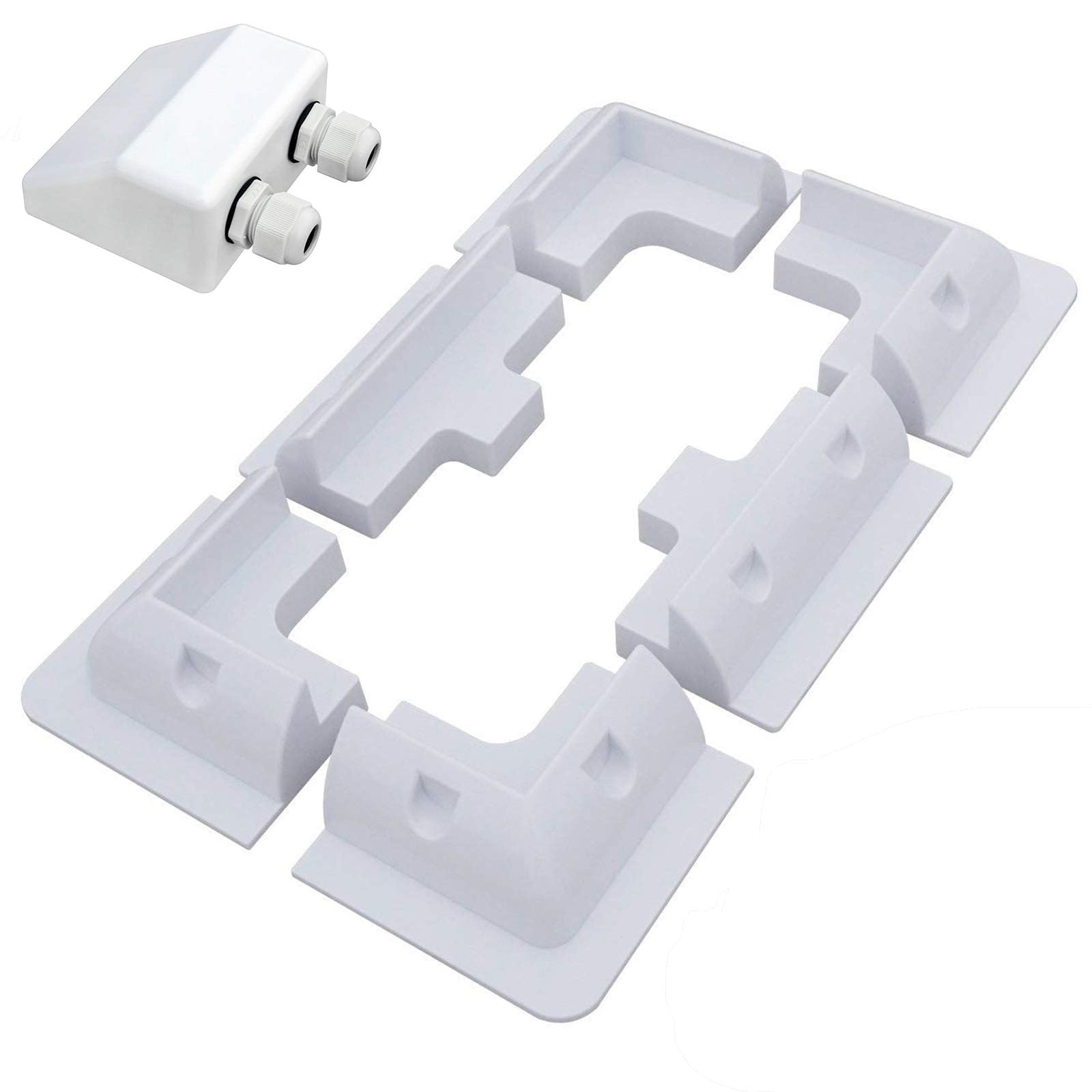ZHITING Solar Panel Mounting Brackets Corner 4 corners 2 side mounts Double Cable Entry Gland for Motorhomes Boats Caravans RV Boats Sheds UV-resistant - White