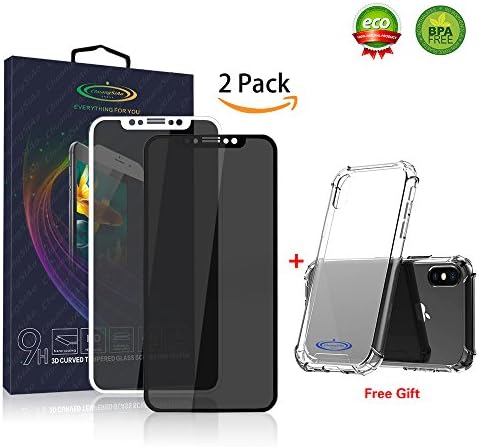 【2-PACK with gift】 Iphone X Privacy Screen Protector iPhone X Tempered Glass Screen Protectors (black and white color) Screen Protector Glass for iPhoneX 2018 Couple outfit，Tai Chi suits