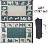 Reversible Mat 9' x 12' RV Outdoor Camping Patio Wilderness Hunter Mat (Hunter Green/Beige) (Lawn &amp; Patio)