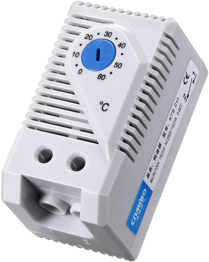 sourcing map Mechanical Thermostat, KTS011 0-60°C Adjustable Compact Normally Open(N.O) Temperature Controller Switch