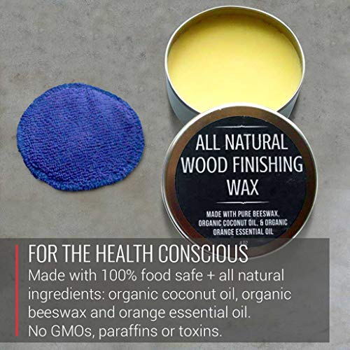 Wood Wax Applicator included made with Coconut Oil and Beeswax