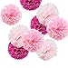 Fonder Mols 20pcs Party Flowers Pom Poms Kit - Light Pink, Pink & Fuchsia - Large for Valentine's Day Wedding Birthday Party Decoration