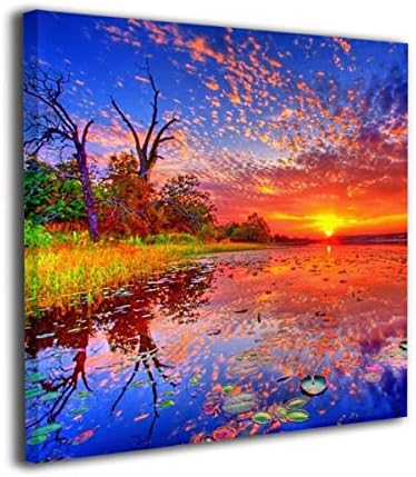 淳楽 アートフレームアートパネル 壁飾り 朝日 出群 湖 装飾画 枠なし 飾り絵 インテリア