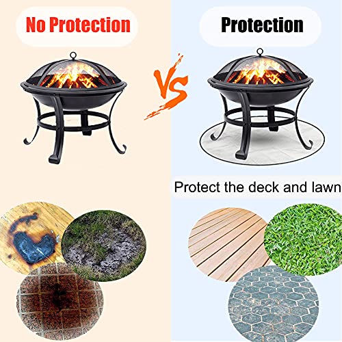 Fire Pit Mat, Fireproof Mat Protect Your Fire Pit Bonfires Lawn Patio Deck Grass Grill CampingGround,Indoor Ember Mat, 3-Layer Protection, Visible at Night, Campsite from Popping(36 Inch Round)