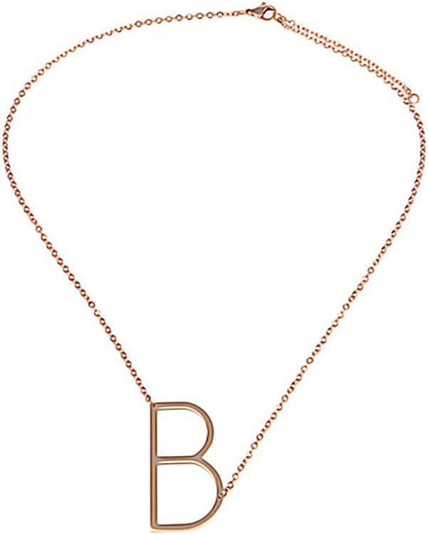 AKKi Jewellery Letter Necklace Women Necklace, Made Stainless Steel ABC Pendant Necklace Name Alphabet Silver Rose Gold Slanted