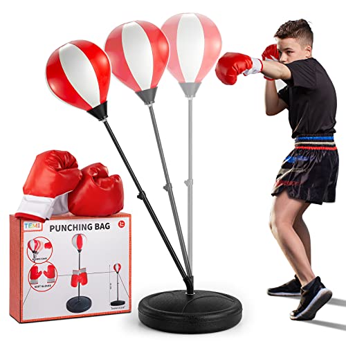 TEMI Punching Bag for Kids Incl Boxing GlovesBoxing Bag Set for Kids