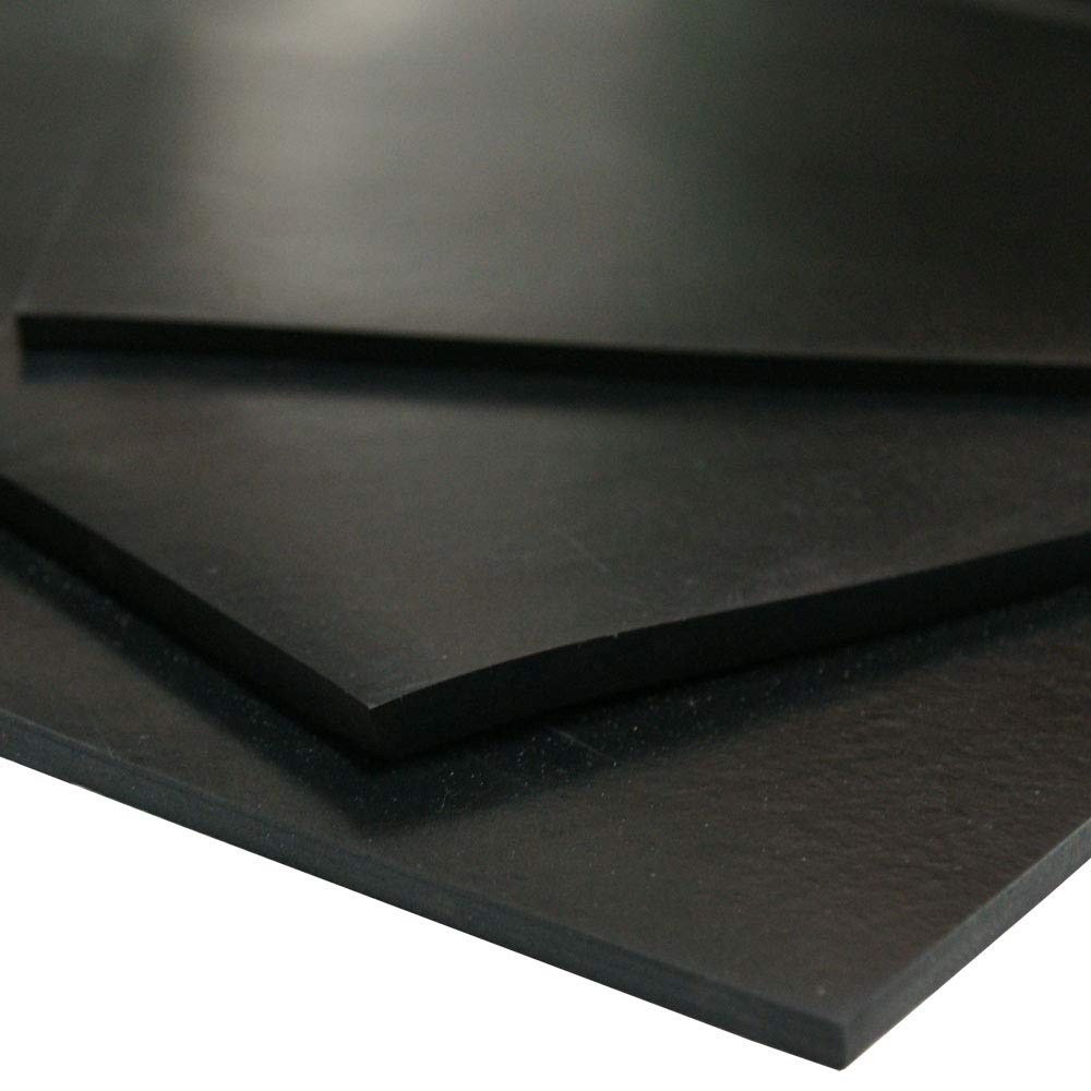 Neoprene Sheet, 50A Durometer, Smooth Finish, No Backing, Black, 0.25″ Thickness, 12″ Width, 12″ Length