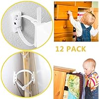 Furniture Straps, serene freestyle 12 Pack Furniture Anchors for Baby Proofing, Cabinet Locks Child Safety Latches, Baby Proofing Cabinets Drawer Lock with Easy Installation,Bearing 150Ib
