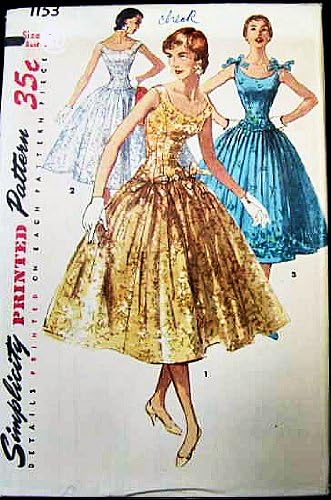 Amazon Com Simplicity 1153 Junior Misses And Misses One Piece Party Dress Wedding Prom Dress Sewing Pattern Vintage 1955 Arts Crafts Sewing
