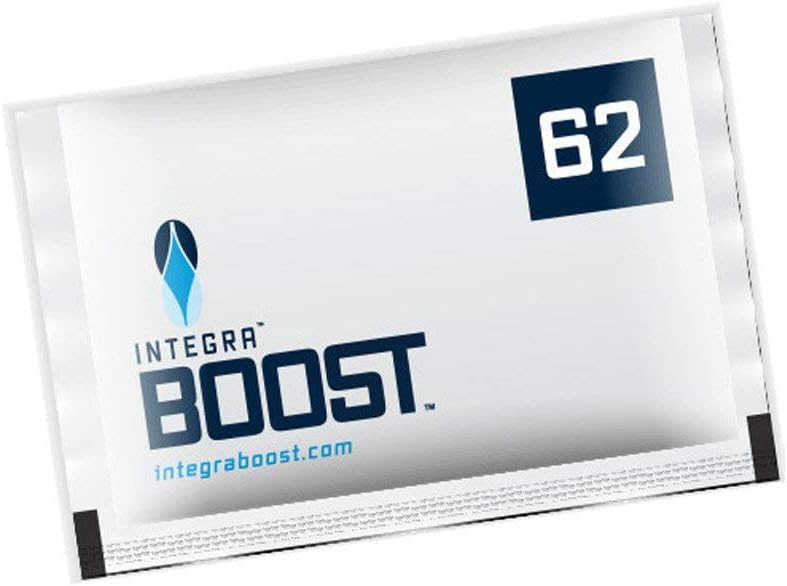 Integra Boost 62 Percent RH - 67 Gram, 2-Way Humidity Control, Small Humidor Packs - Free Reusable Smell Proof Bag (12 Pack)