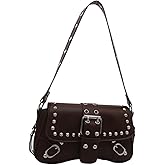 GORGLITTER Women's Y2k Purse Studded Shoulder Bags PU Leather Clutch Small Purse