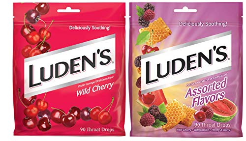 Luden's Wild Cherry & Assorted Flavors Throat Drops | 90 Drops | 2 Bags, 90 Count (Pack of 2)