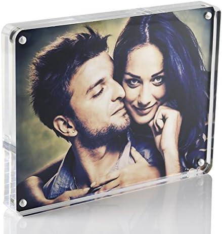 5x7 Magnetic Picture Frame Acrylic Block, Double Sided Clear Picture Frame, 12mm Acrylic Photo Frame Stand on Desktop, Calendar Display