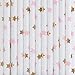 Fire and Creme Stars Foiled Party Paper Straws Gold Pink White - Pack of 24