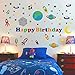 decalmile Outer Space Wall Decals Planets Rocket Spaceship Stars Wall Stickers Space Theme Birthday Party Decoration Baby Nursery Kids Room Wall Decor (Happy Birthday)