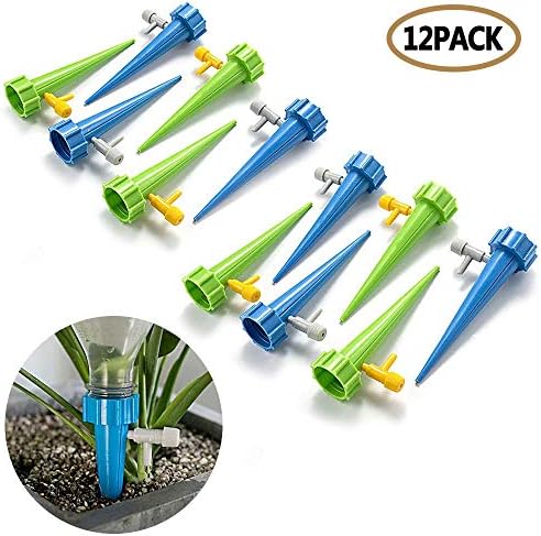 Plant Waterer Self Spikes System with Slow Release Control Valve Switch Automatic Drip Irrigation Watering Devices Wine Bottle Small Plastic Water Bottle Irrigation Stake for Outdoor Indoor Plants Tre