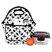 MangGou White & Black Geometric Pattern Waterproof Lunch Bags for Women fashion Reusable Insulated Lunch Boxes for School Work Office Picnic Travel Neoprene Lunch Tote with Side Pocket Zipper Closure