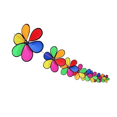 Kawn 10m Fordable Rainbow Flower Windmill String Whirligig Wheels Garden Camping Decoration