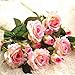 Artificial Flowers, Fake Flowers Silk 9 Heads Roses Bouquets Wedding Party Kitchen Home Decor 3PCS (pink-white)