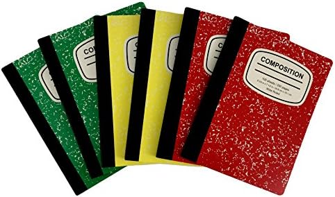 Marbled Composition Notebooks Wide Ruled 100 Page 3 colors - 6 pack