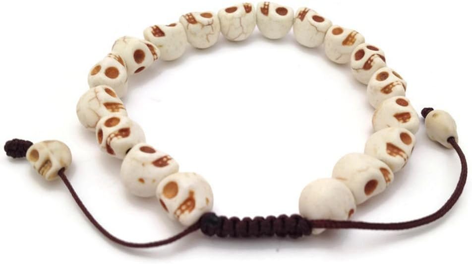 Tibetan Hand carved Skull Beads Adjustable Mala Bracelet